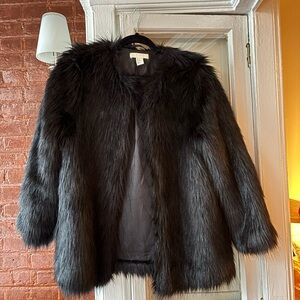 H&M Black Faux Fur Teddy Jacket